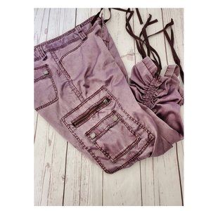 Express Shiny Purple Ruched Cropped Pants Size 8